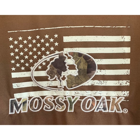 NWT, Mossy Oak Men's Large Long Sleeve Hoodie Kangaroo Hand Warmer Pocket, Brown - Picture 10 of 12